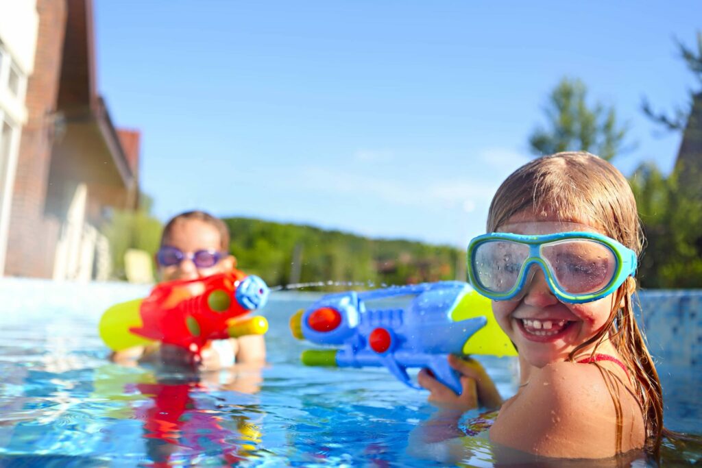 kids playing in pool