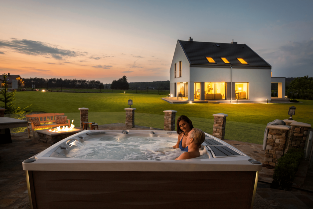 sundance spas couple sunset