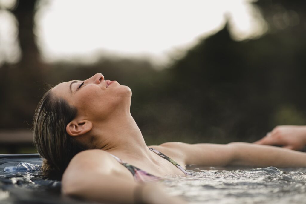 woman in hot tub
